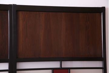 大正ロマン　漆塗りで上質な幅広ガラス帯戸(引き戸、ガラス戸)2枚セット