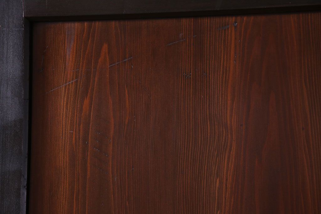 大正ロマン　漆塗りで上質な幅広ガラス帯戸(引き戸、ガラス戸)2枚セット