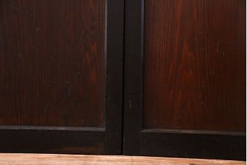 大正ロマン　漆塗りで上質な幅広ガラス帯戸(引き戸、ガラス戸)2枚セット