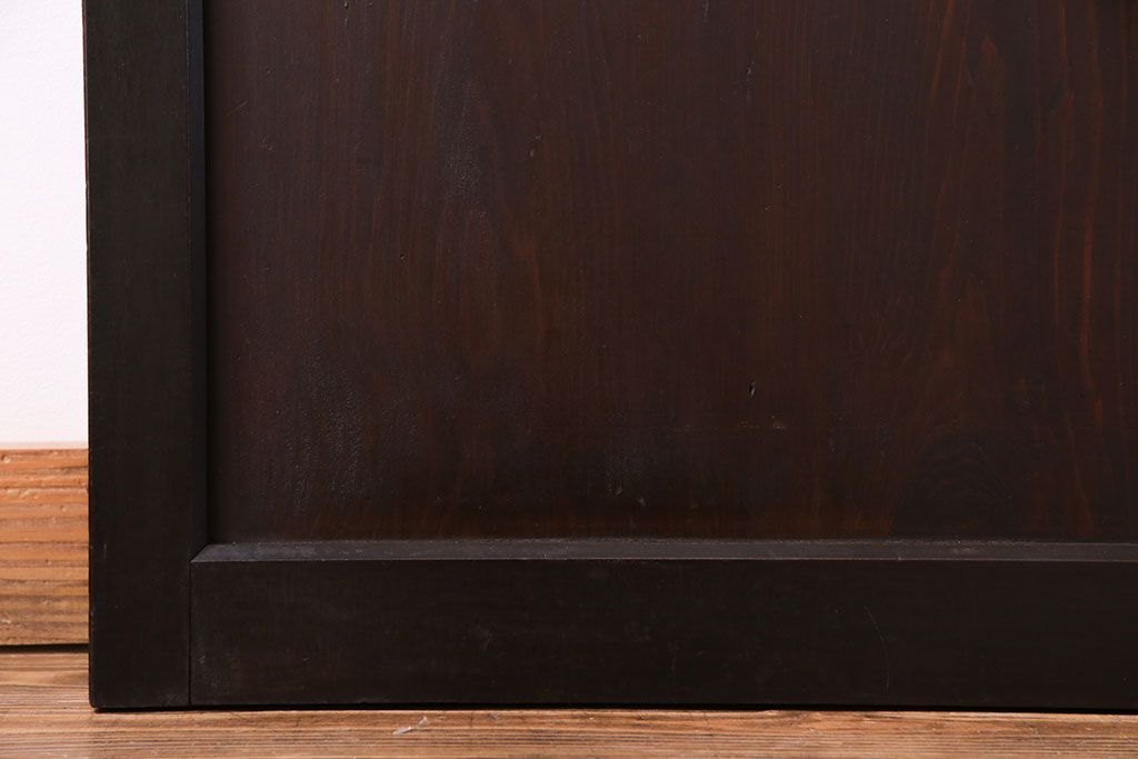 大正ロマン　漆塗りで上質な幅広ガラス帯戸(引き戸、ガラス戸)2枚セット