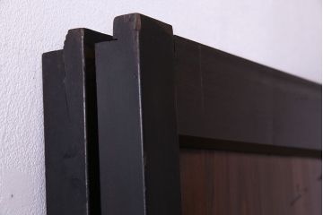 大正ロマン　漆塗りで上質な幅広ガラス帯戸(引き戸、ガラス戸)2枚セット