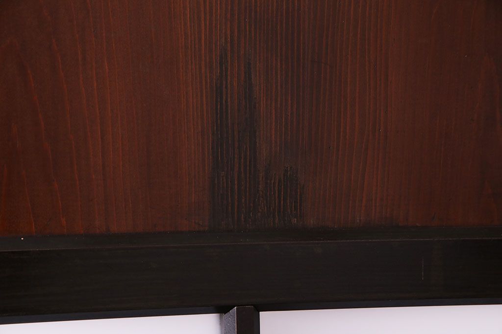 大正ロマン　漆塗りで上質な幅広ガラス帯戸(引き戸、ガラス戸)2枚セット