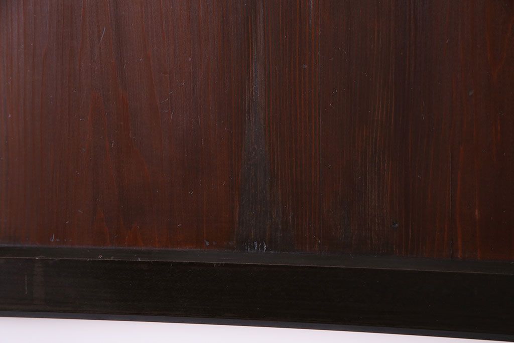 大正ロマン　漆塗りで上質な幅広ガラス帯戸(引き戸、ガラス戸)2枚セット