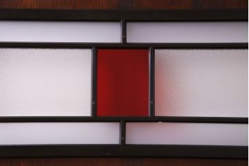 大正ロマン　漆塗りで上質な幅広ガラス帯戸(引き戸、ガラス戸)2枚セット