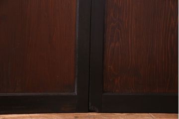 大正ロマン　漆塗りで上質な幅広ガラス帯戸(引き戸、ガラス戸)2枚セット