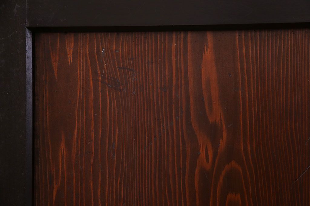 大正ロマン　漆塗りで上質な幅広ガラス帯戸(引き戸、ガラス戸)2枚セット