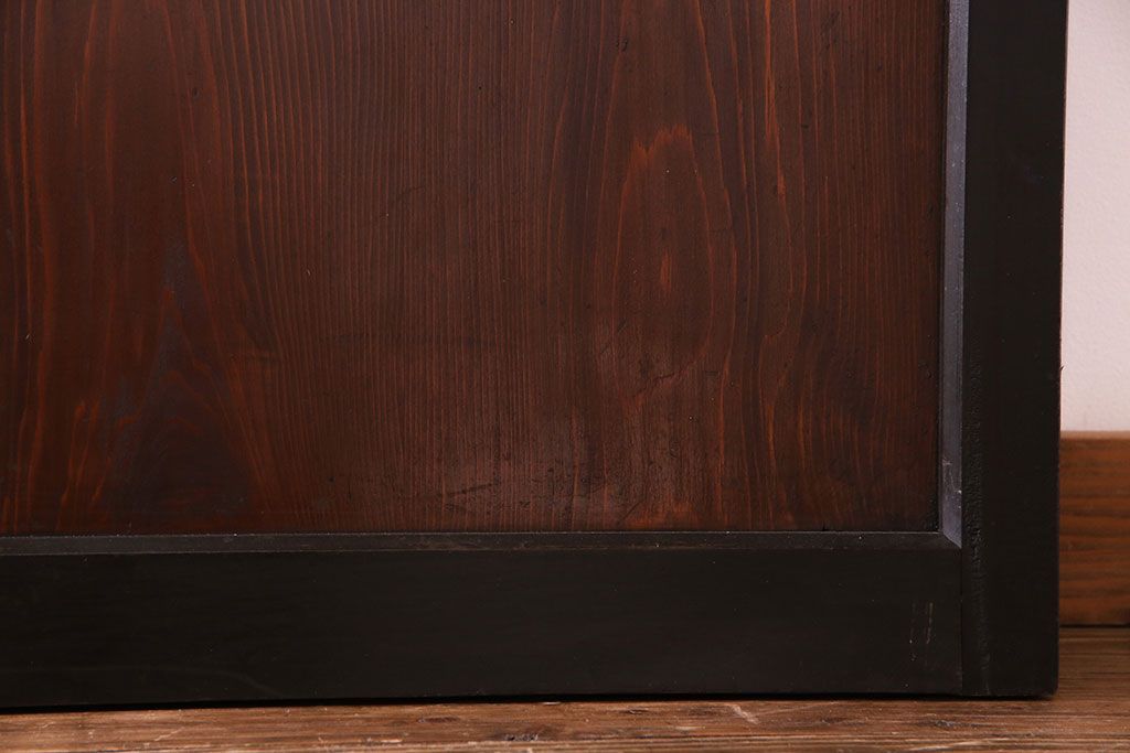 大正ロマン　漆塗りで上質な幅広ガラス帯戸(引き戸、ガラス戸)2枚セット