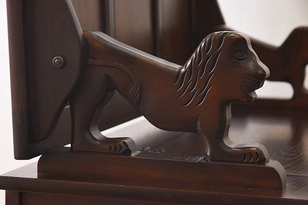 中古　イギリス家具　重厚さを感じるモンクスベンチ(サイドボード、長椅子、飾り台)