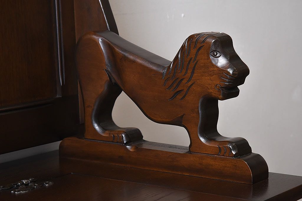 中古　イギリス家具　重厚さを感じるモンクスベンチ(サイドボード、長椅子、飾り台)