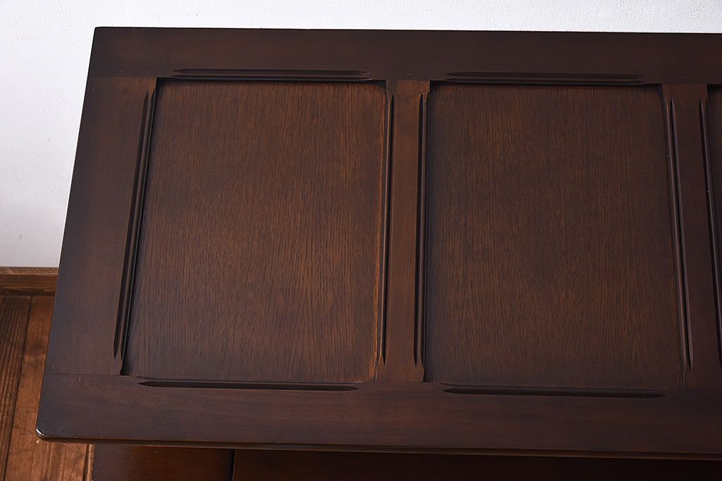 中古　イギリス家具　重厚さを感じるモンクスベンチ(サイドボード、長椅子、飾り台)