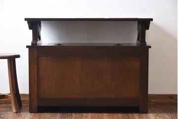 中古　イギリス家具　重厚さを感じるモンクスベンチ(サイドボード、長椅子、飾り台)