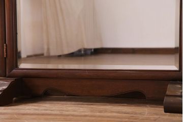 アンティーク雑貨　イギリスアンティーク　デザイン性の高いユニークな大型三面ミラー(姿見、鏡)