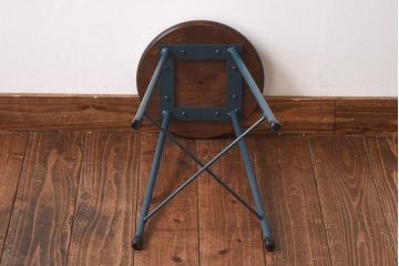 アンティーク雑貨　ラフジュ工房オリジナル　濃い色味のペイント!鉄脚丸スツール(椅子、チェア)