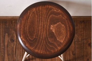 アンティーク雑貨　ラフジュ工房オリジナル　ナチュラルペイントが愛らしい鉄脚丸スツール(椅子、チェア)(1)