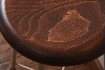 アンティーク雑貨　ラフジュ工房オリジナル　ナチュラルペイントが愛らしい鉄脚丸スツール(椅子、チェア)(1)