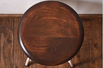 アンティーク雑貨　ラフジュ工房オリジナル　ナチュラルペイントが愛らしい鉄脚丸スツール(椅子、チェア)(2)