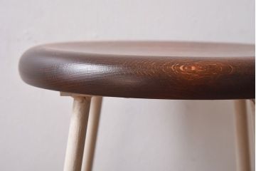 アンティーク雑貨　ラフジュ工房オリジナル　ナチュラルペイントが愛らしい鉄脚丸スツール(椅子、チェア)(2)