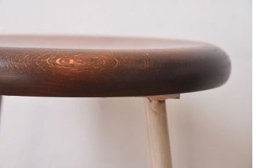 アンティーク雑貨　ラフジュ工房オリジナル　ナチュラルペイントが愛らしい鉄脚丸スツール(椅子、チェア)(2)