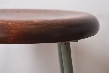 アンティーク雑貨　ラフジュ工房オリジナル　ナチュラルペイントが愛らしい鉄脚丸スツール(椅子、チェア)(3)