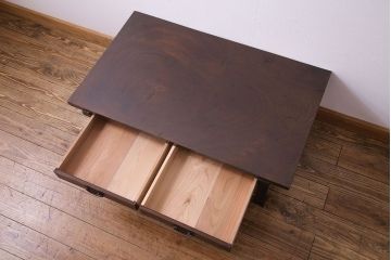 アンティーク家具　和製アンティーク　大胆な杢目が目を引く総ケヤキ材の文机(センターテーブル)