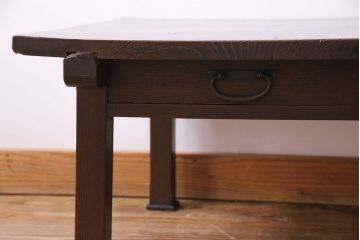 アンティーク家具　和製アンティーク　大胆な杢目が目を引く総ケヤキ材の文机(センターテーブル)