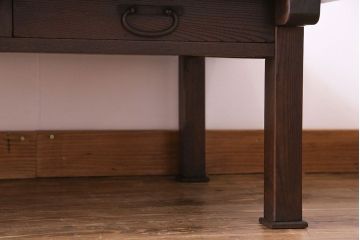 アンティーク家具　和製アンティーク　大胆な杢目が目を引く総ケヤキ材の文机(センターテーブル)