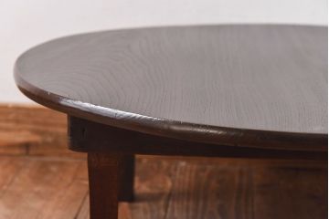 レトロ家具　昭和レトロ　栓材　渋みのある懐かしい雰囲気の丸ちゃぶ台(座卓、ローテーブル)