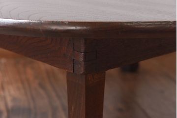 レトロ家具　昭和レトロ　栓材　渋みのある懐かしい雰囲気の丸ちゃぶ台(座卓、ローテーブル)