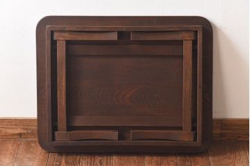 レトロ家具　昭和レトロ　栓材　力強い木目と深い色合いの角ちゃぶ台(座卓、ローテーブル)