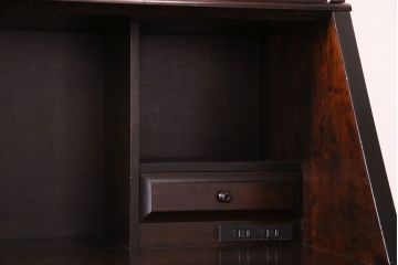 中古　北海道民芸家具　上品な雰囲気漂うビューローブックケース(ライティングビューロー、机、本箱、収納棚)(定価約49万円)