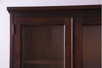 中古　北海道民芸家具　上品な雰囲気漂うビューローブックケース(ライティングビューロー、机、本箱、収納棚)(定価約49万円)