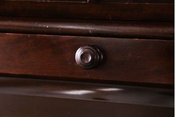 中古　北海道民芸家具　上品な雰囲気漂うビューローブックケース(ライティングビューロー、机、本箱、収納棚)(定価約49万円)