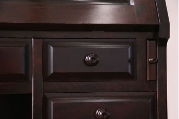 中古　北海道民芸家具　上品な雰囲気漂うビューローブックケース(ライティングビューロー、机、本箱、収納棚)(定価約49万円)