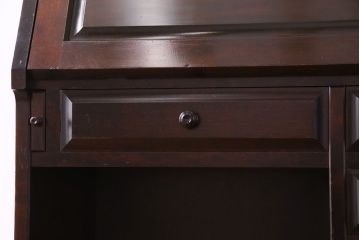 中古　北海道民芸家具　上品な雰囲気漂うビューローブックケース(ライティングビューロー、机、本箱、収納棚)(定価約49万円)