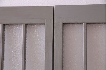 ペイント家具　シャビーシックな雰囲気が楽しめるガラス戸(引き戸、建具)3枚セット