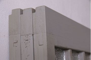 ペイント家具　シャビーシックな雰囲気が楽しめるガラス戸(引き戸、建具)3枚セット