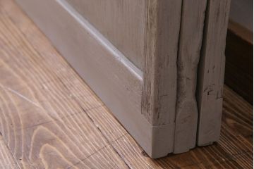 ペイント家具　シャビーシックな雰囲気が楽しめるガラス戸(引き戸、建具)3枚セット