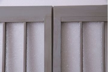 ペイント家具　シャビーシックな雰囲気が楽しめるガラス戸(引き戸、建具)3枚セット
