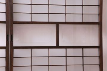 昭和期　落ち着いた和の雰囲気を感じられるガラス障子戸2枚セット(格子戸、ガラス戸、引き戸、建具)(R-028521)