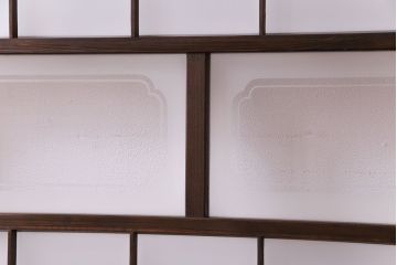 昭和期　落ち着いた和の雰囲気を感じられるガラス障子戸2枚セット(格子戸、ガラス戸、引き戸、建具)(R-028521)