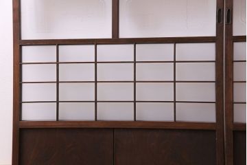 昭和期　落ち着いた和の雰囲気を感じられるガラス障子戸2枚セット(格子戸、ガラス戸、引き戸、建具)(R-028521)