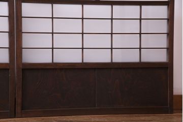 昭和期　落ち着いた和の雰囲気を感じられるガラス障子戸2枚セット(格子戸、ガラス戸、引き戸、建具)(R-028521)