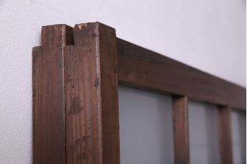 昭和期　落ち着いた和の雰囲気を感じられるガラス障子戸2枚セット(格子戸、ガラス戸、引き戸、建具)(R-028521)
