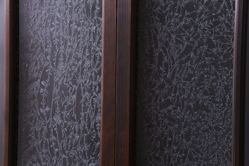 異なるガラスの組み合わせが味わい深い格子戸(引き戸、ガラス戸)4枚セット