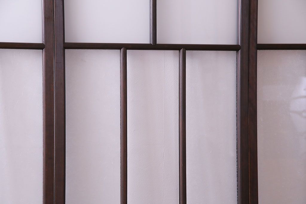 異なるガラスの組み合わせが味わい深い格子戸(引き戸、ガラス戸)4枚セット