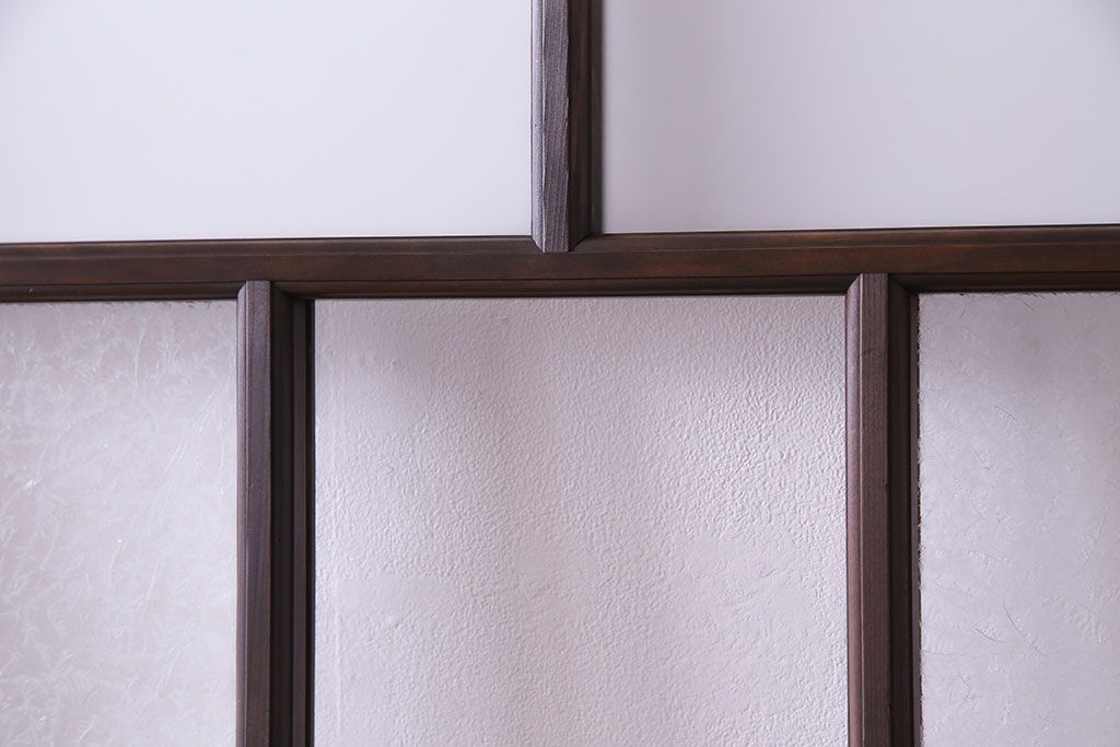 異なるガラスの組み合わせが味わい深い格子戸(引き戸、ガラス戸)4枚セット