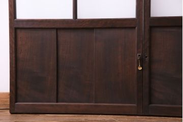 異なるガラスの組み合わせが味わい深い格子戸(引き戸、ガラス戸)4枚セット