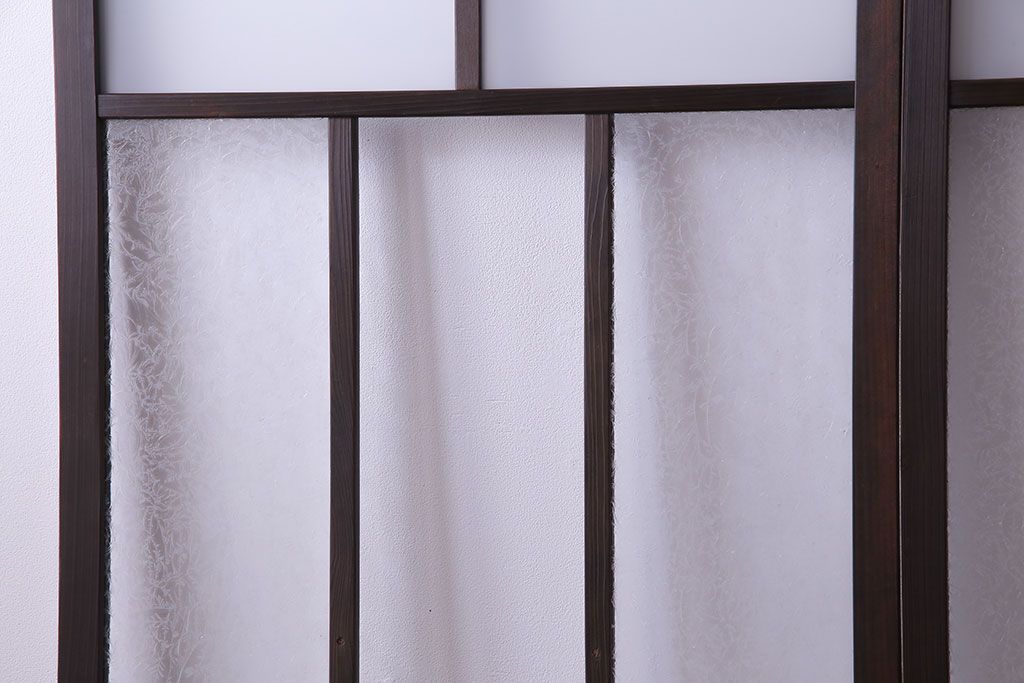 異なるガラスの組み合わせが味わい深い格子戸(引き戸、ガラス戸)4枚セット