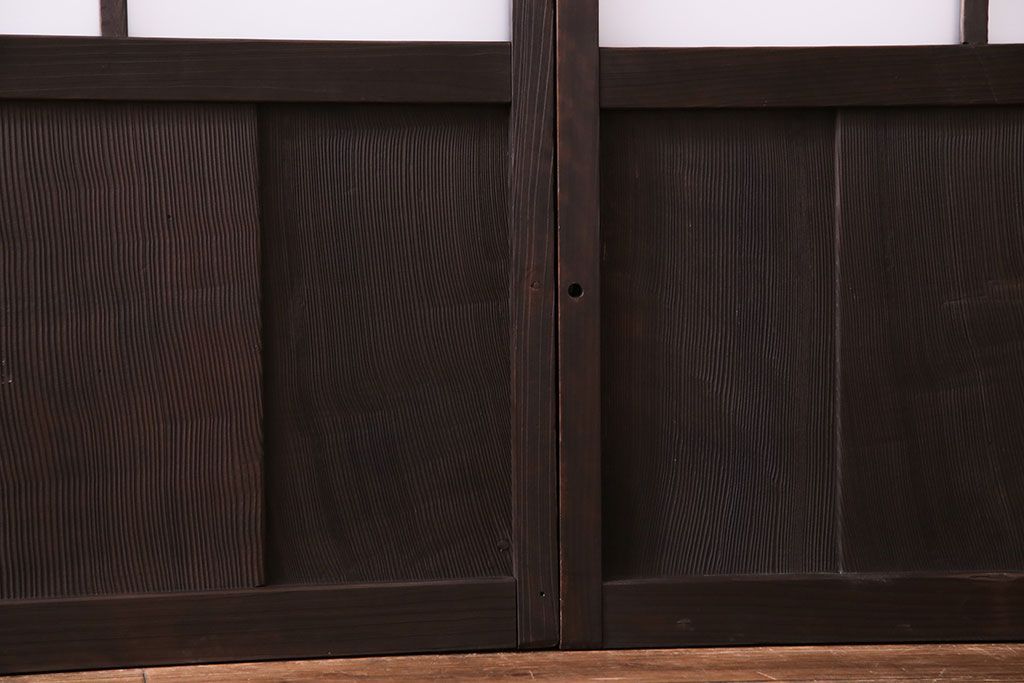 異なるガラスの組み合わせが味わい深い格子戸(引き戸、ガラス戸)4枚セット