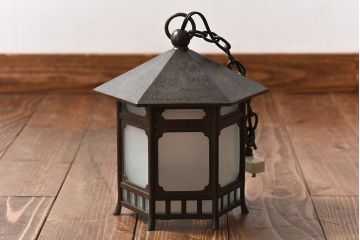 古民具　上品な佇まいの銅製吊り灯篭(天井照明、吊り下げ照明)